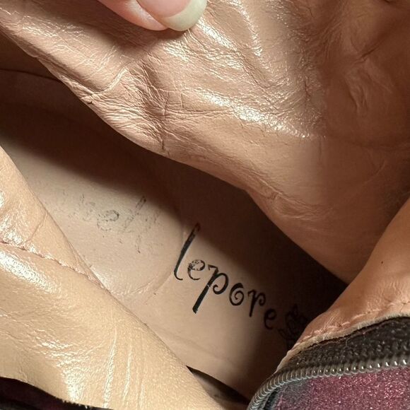 Nanette Lepore Sparkly Knee High Boots Wedge Red Womens Size 9 B FLAWED - Picture 12 of 14